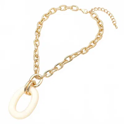 Sensibling Corp Women's Celeste Celluloid Acetate Oval Ring Pendant Necklace In White In Gold