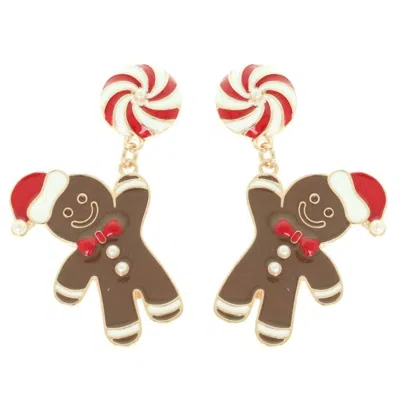 Sensibling Corp Women's Gingerbread Enamel Holiday Earrings In Brown