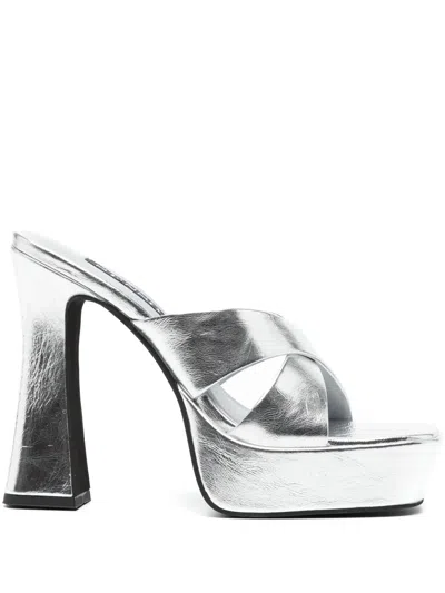 Senso Titan 130mm Metallic-leather Mules In Silver