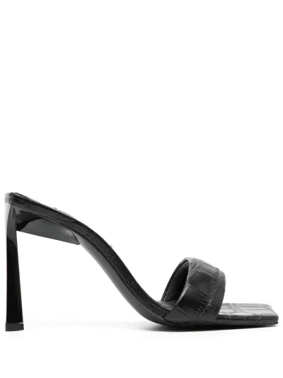 Senso Floss 95mm Crocodile-embossed Mules In Black