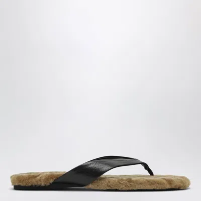 Senso Babette Mini Flip-flop Sandals With Shearling Footbed In Brown