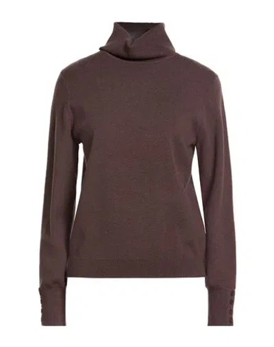 Senso By Atmosfashion Woman Turtleneck Military Green Size 10 Polyester, Acrylic, Viscose, Nylon In Brown