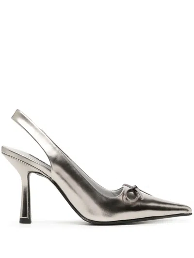 Senso Kallee Ii 80mm Slingback Leather Pumps In Silver