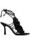 Senso Karli 90mm Floral-appliqué Sandals In Black
