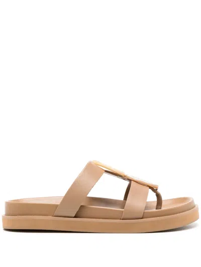Senso Nyx Flat Leather Sandals In Brown
