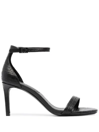 Senso Quelle Iii Crocodile-effect Leather Sandals In Black