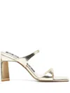 Senso Valeria 70mm Metallic Leather Mules In Gold