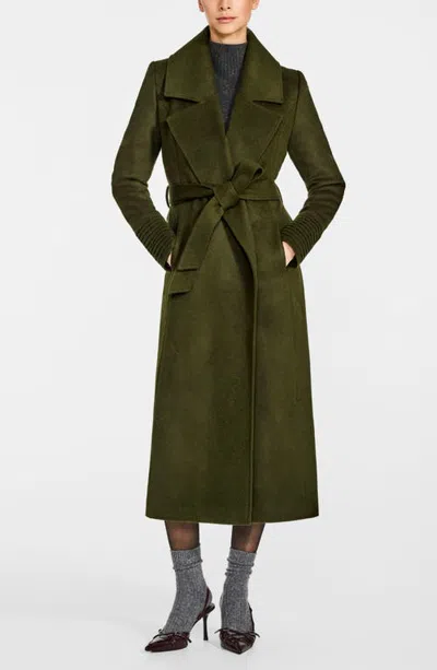 Sentaler Baby Alpaca Blend Large Notched Collar Wrap Coat In Olive