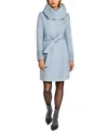Sentaler Mid Length Hooded Wrap Coat In Blue