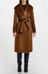 Sentaler Shawl Collar Alpaca & Wool Blend Longline Wrap Coat In Brown