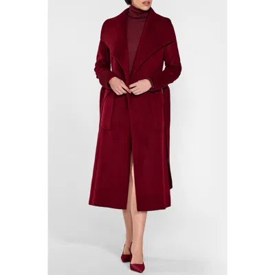 Sentaler Shawl Collar Alpaca & Wool Longline Coat In Burgundy