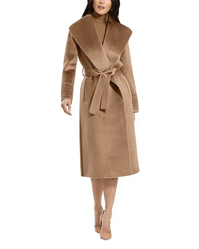 Sentaler Suri Alpaca Blend Shawl Collar Wrap Coat In Dark Camel