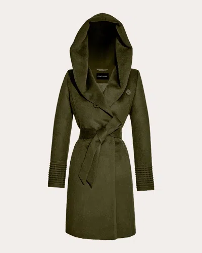 Sentaler Women's Alpaca Wool Mid-length Hooded Wrap Coat In Green