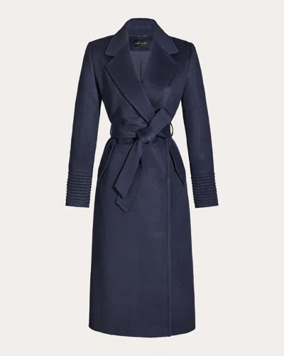 Sentaler Women's Alpaca Wool Notch Collar Long Wrap Coat In Blue