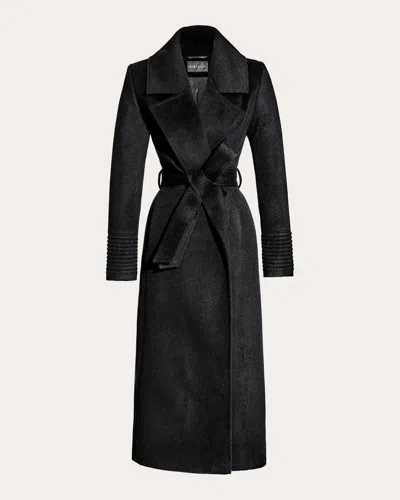 Sentaler Women's Alpaca Wool Oversized Notch Collar Long Wrap Coat In Black