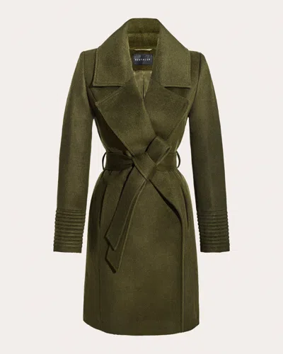 Sentaler Women's Alpaca Wool Oversized Notch Collar Midi Wrap Coat In Green