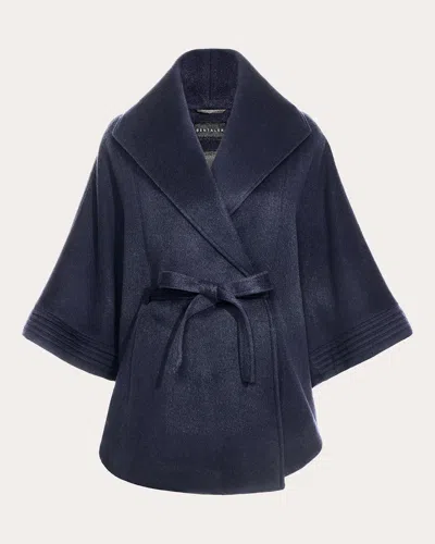 Sentaler Women's Baby Alpaca Belted Shawl Collar Cape In Blue