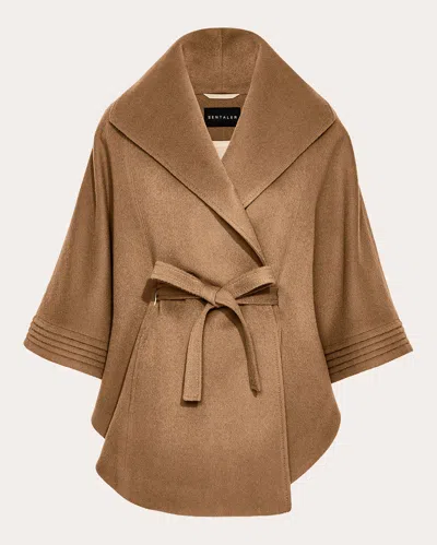 Sentaler Women's Baby Alpaca Belted Shawl Collar Cape In Brown