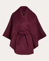 Sentaler Women's Baby Alpaca Cape With Shawl Collar And Belt In Red