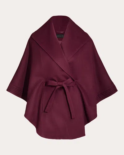 Sentaler Women's Baby Alpaca Cape With Shawl Collar And Belt In Red