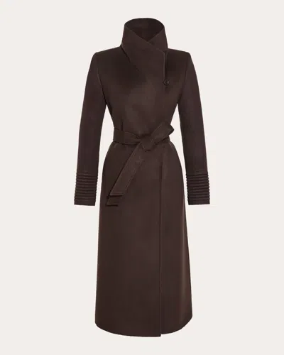 Sentaler Women's Baby Alpaca Funnel Collar Maxi Wrap Coat In Brown