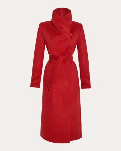 Sentaler Women's Baby Alpaca Funnel Collar Maxi Wrap Coat In Red
