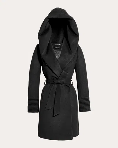 Sentaler Women's Baby Alpaca Hooded Midi Wrap Coat In Black