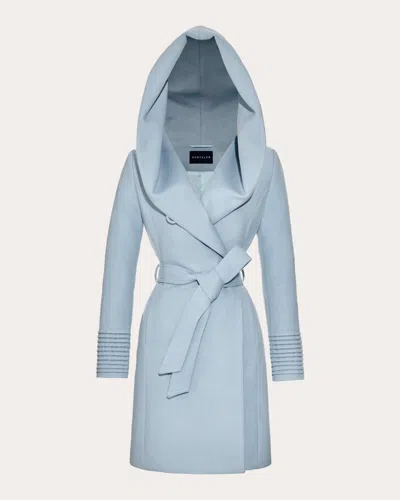 Sentaler Women's Baby Alpaca Hooded Midi Wrap Coat In Blue