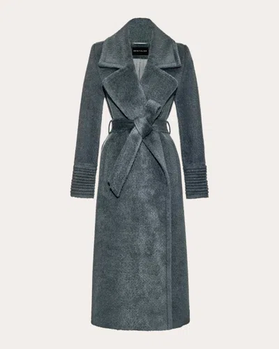 Sentaler Women's Bouclé Alpaca Notched Collar Maxi Wrap Coat In Grey