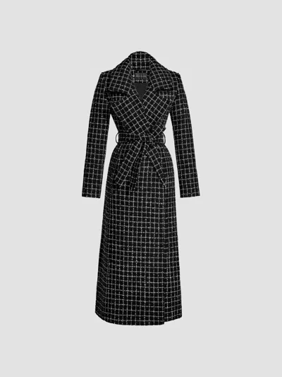 Sentaler Women's Check Suri Alpaca-blend Tweed Tie-waist Coat In Black Check