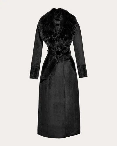 Sentaler Women's Suri Alpaca Fur Collar Maxi Coat In Black