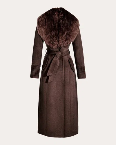 Sentaler Women's Suri Alpaca Fur Collar Maxi Coat In Brown