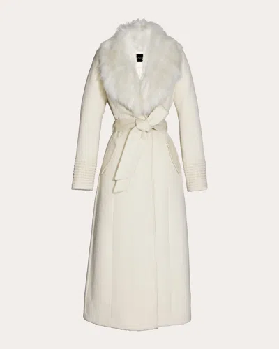 Sentaler Women's Suri Alpaca Fur Collar Maxi Coat In White