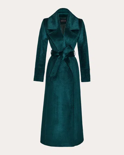 Sentaler Women's Suri Alpaca Notched Collar Maxi Wrap Coat In Green