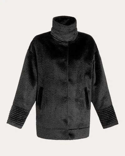 Sentaler Women's Suri Alpaca Stand Collar Aviator Jacket In Black
