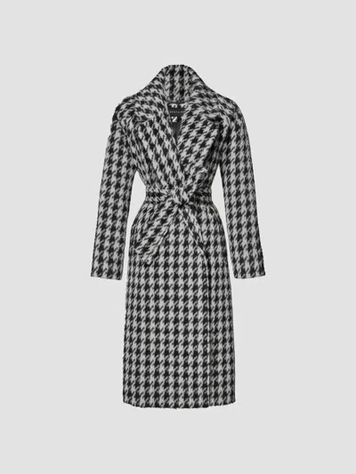 Sentaler Women's Suri Houndstooth Alpaca-wool Long Coat In Black And White Houndstooth