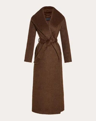 Sentaler Women's Textured Suri Alpaca Shawl Collar Maxi Wrap Coat In Brown