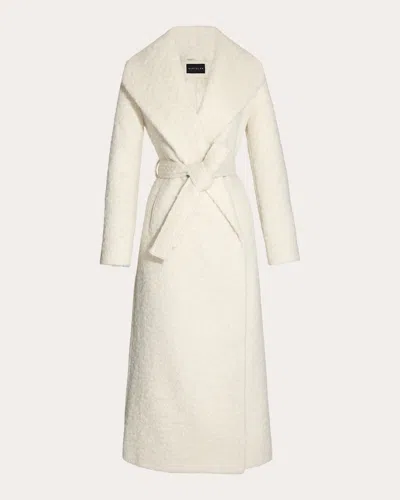 Sentaler Women's Textured Suri Alpaca Shawl Collar Maxi Wrap Coat In White