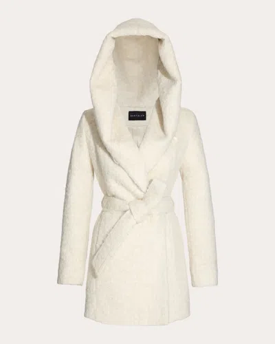 Sentaler Women's Textured Suri Alpaca Short Hooded Wrap Coat In White
