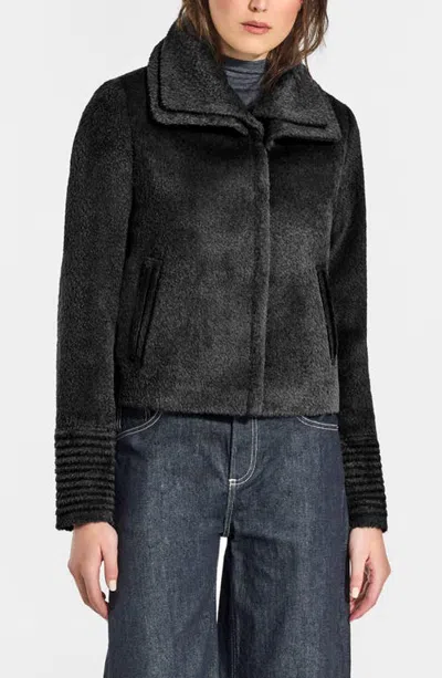 Sentaler Wool & Bouclé Alpaca Blend Moto Jacket In Gray
