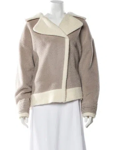 Pre-owned Sentaler Wool Colorblock Pattern Biker Jacket In Neutral