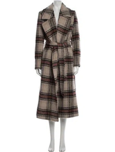 Pre-owned Sentaler Wool Plaid Print Coat In Brown