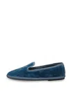 Sentier Deep Blue Velvety Slip-on Shoes With Minimalist Silhouette In Blue