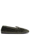 Sentier Di Segantin Roberta Green Loafers With Plush Texture And Durable Sole In Black
