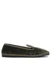 Sentier Di Segantin Roberta Green Loafers With Plush Texture And Durable Sole In Black