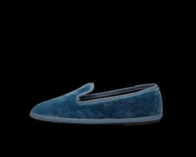 Sentier Deep Blue Velvety Slip-on Shoes With Minimalist Silhouette