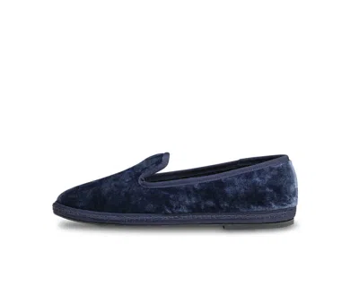 Sentier Slip-on Blue Velvet Flats With Refined Elegance