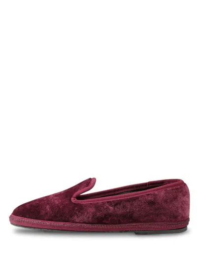 Sentier Deep Burgundy Low-profile Slippers With Velvety Texture In Purple