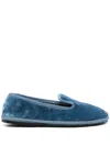 Sentier Deep Blue Velvety Slip-on Shoes With Minimalist Silhouette In Blue