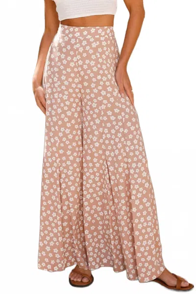 Sephior Cally Wide Leg Palazzo Pants In Blush In Gold